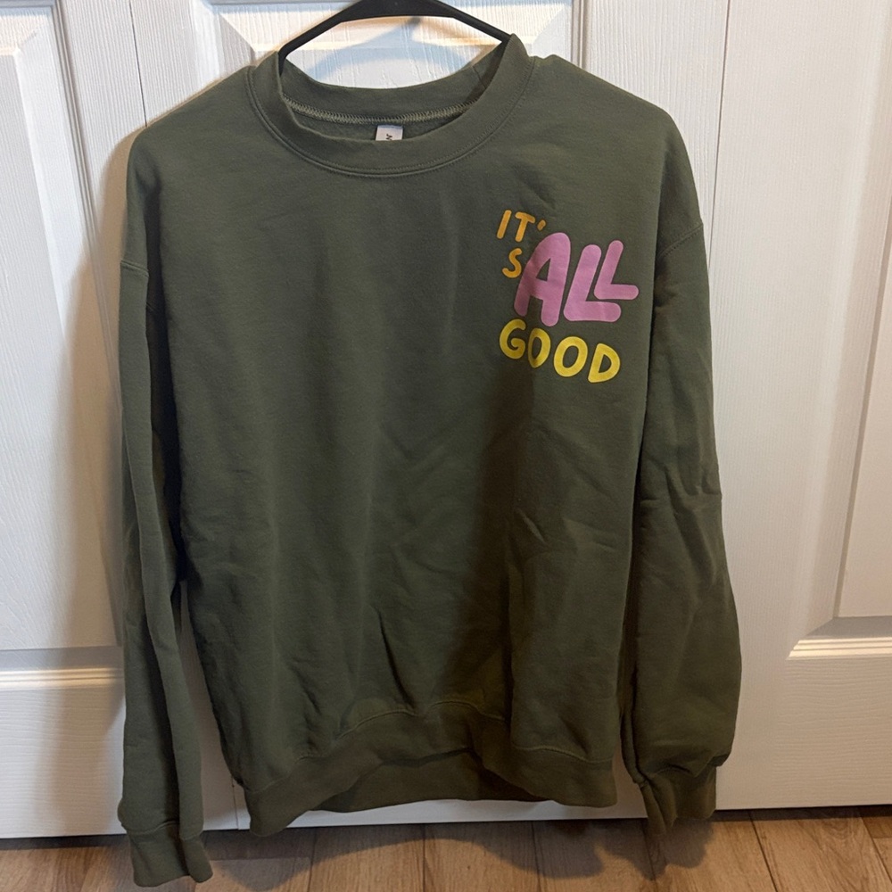 Gildan Olive Crewneck Sweater with Graphic